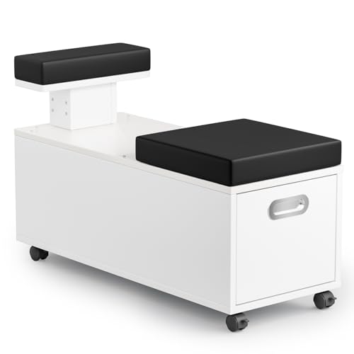 OmySalon Pedicure Cart Foot Bath Trolley with Storage Drawer & Foot Rest Pedicure Chair Stool for Esthetician Manicure & Foot Massage Beauty Spa Salon with Locking Wheels White