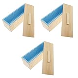 Sharplace - Juego de 3 moldes de jabón de silicona, caja de madera, cortador de jabón, para hacer jabón, artesanal, molde de sopa
