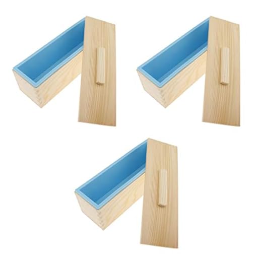 Sharplace - Juego de 3 moldes de jabón de silicona, caja de madera, cortador de jabón, para hacer jabón, artesanal, molde de sopa