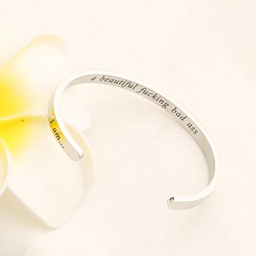 bobauna I Am Beautiful Fucking Badass Cuff Bangle Bracelet Motivationa Secret Message Jewelry Inspirational Gift For Her4