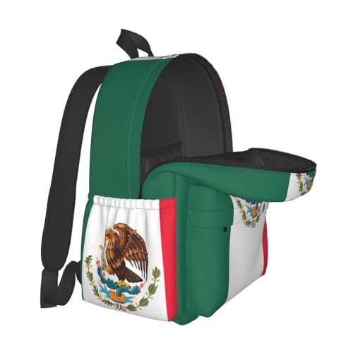 Mexico Mexican Eagle Flag Laptop Commuter Backpack Shoulder Bag Casual Back Pack Daypack Bags With Side Pockets For Work Travel Daily Use2