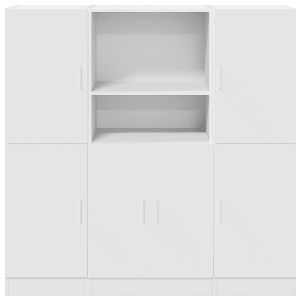 Juego de 3 piezas de armario de cocina en color blanco, moderno armario de almacenamiento de madera, cocina versátil con puertas y compartimentos abiertos, dimensiones 133 x 41,5 x 131,5 cm