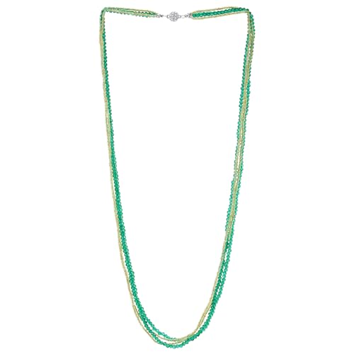 COOLSTEELANDBEYOND Champán Verde Cuentas Largo Statement Collar Multi Capas Cadena Cristal Cuentas Encantado Con Colgantes Colgante