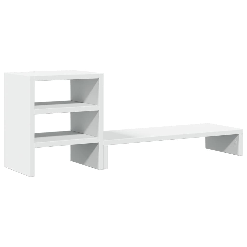 vidaXL Monitor Stand with Desk Organiser, Display Stand for Laptops, Computer Stand for Home Office, Monitor Stand Riser, White Engineered Wood
