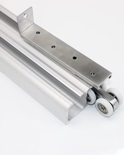 Double Track Bypass Barn Door Hardware Kit for Clost, Bifold Sliding Door Tracks for Cabinet/Kitchen, Heavy Duty Pocket Box Rail Top Hung(3ft/0.9m) miniatura 1