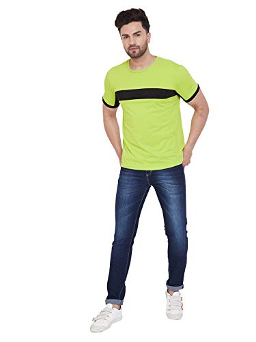 Image of GRITSTONES Half Sleeves Color Block Round Neck T-Shirt for Men -GSHSTSHT2550 P