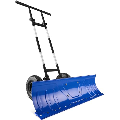 Best Choice Products 36in Galvanized Blade Heavy-Duty 2-Wheel Snow Pusher Hand Plow for Snow Removal...