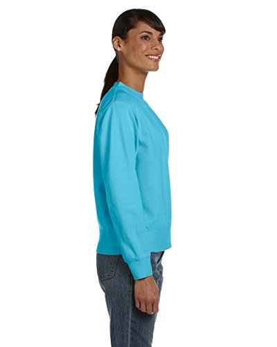 Comfort Colors Womens 10 Oz. Garment-Dyed Wide-Band Fleece Crew (C1596)- Lagoon Blue,Large #TOP7
