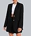Casly Lamiit Womens Two Piece Skirt Set Business Casual Blazer Outfits High Waisted Pleated Skort Fall Long Sleeve Formal Work Dress Suit Black M