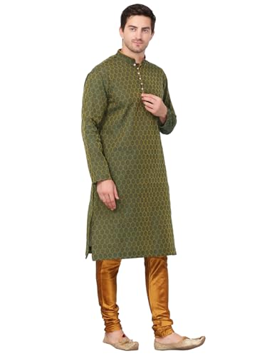 Image of Men's Cotton Jacquard Kurta and Churidar Set