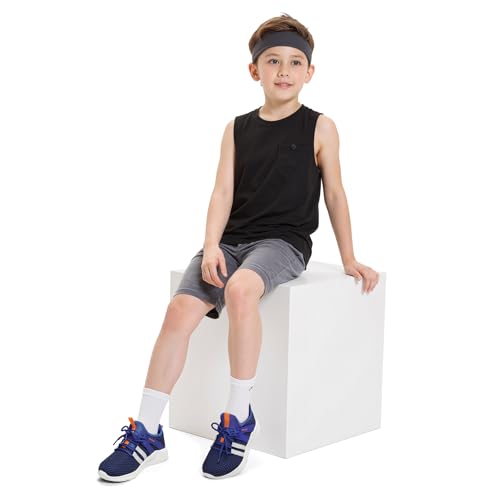 RUNSIDE Boys Girls Tennis Shoes Kids Lightweight Breathable Sneakers Lace-up Running Athletic Shoes for Toddler/Little Kid/Big Kid Blue