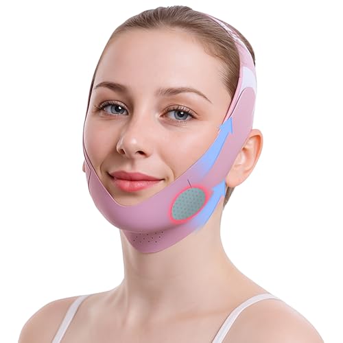 Labhairs グラフェン Vライン リフティング あごストラップ ? 二重あご、あごシェイパー & あごアップパッチ用の再利用可能なフェイスマスク ? 睡眠&たるみ顔用V字型ベルト ? フェイススリミングサポート、ライラック