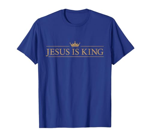 Classic Jesus is King with Crown Christian T-Shirt, Men, Royal Blue, Large