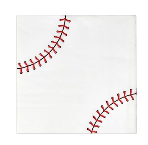 Gift Boutique 100 Baseball Napkins Cocktail Beverage Disposable Base Ball Sports Paper Dessert Napkin for Birthday Baby Shower Parties