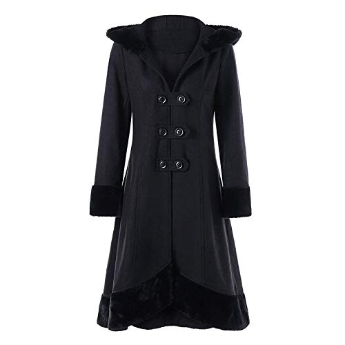 Chaquetas Mujer Otoño Invierno Elegante Moda Vintage Parka Bonita Especial Estilo Classic Manga Larga Irregularmente Terciopelo Grueso Encapuchado Gótica Steampunk Abrigos Chaqueta