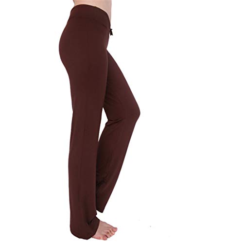 Fliegend Women High Waist Yoga Pants Bootcut Flared Pants Leisure Trousers Jogging Pants with Cord Stretch Sports Pants Long Pants XL Brown