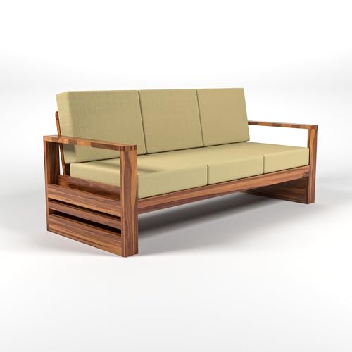 Image of Solid Sheesham Wood 5 Seater Sofa Set (3+2) - Elegant Wooden Sofa Set for Your Stylish Living Room & Home (Design 14)