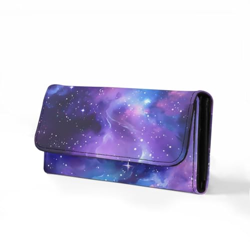 Image of AFPANQZ Womens Wallets Leather Trifold Multi Card Holder Slots Wallet, Starry Clouds Ladies' Leather Card Pouch Bag for Keys Lipstick Cit Cards Holder