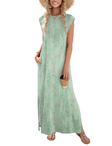Image of Zeagoo Summer Dresses for Women 2026 Long Maxi Sundresses Loose Split Wrinkle-Free Beach Travel Vacation Clothes