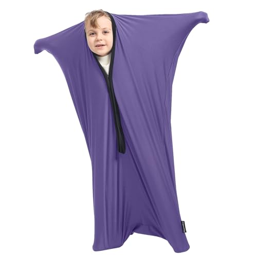 Image of Body Sock Sensory Kids, Medium Compression Sack 27 * 48 inch, Soft Fabric with Strong Stitching and Snap Closures (Ultra Violet)