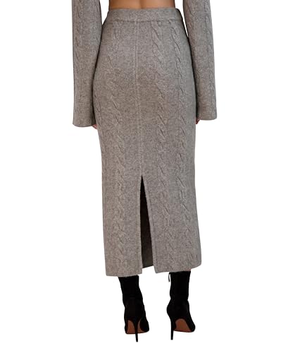 BCBGMAXAZRIA Women's Pull on Cable Knit Midi Pencil Skirt3