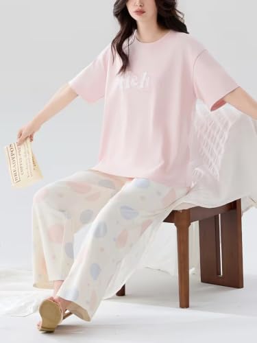 Image of Louis Luxe Womens Korean Night Dress|| Full Pyjama Set || Korean Nightsuit || Women Nightwear ||Round Neck Full Sleeve Nightsuit || Loungewear || Everyday Nightdress (ND-15)