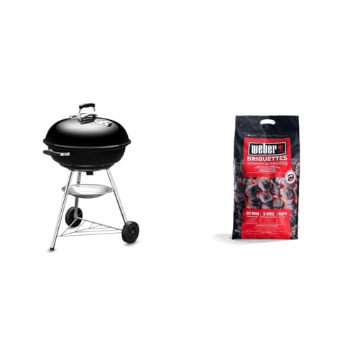 ウェーバー(Weber) バーベキュー コンロ 直径57cm コンパクトケトル 炭 キャンプ 10-12人用 【日本正規品】1321308 / 温度計付き 1321308 黒 57cmバーベキュー コンロ 安心,安全BBQ チャコールブリケット(炭) 8s