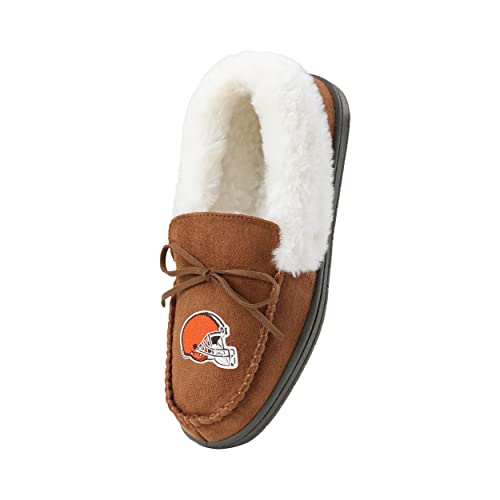 Image of FOCO Womens NFL Team Logo Tan Moccasin Slippers