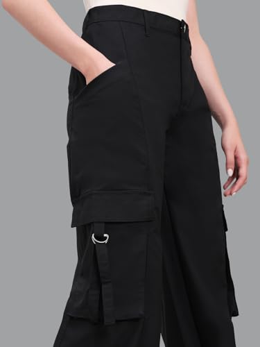 Image of GO COLORS Mostlysane Collection Polyester Cargo Pant for Women | Lightweight, Mid Rise, 4 Pockets
