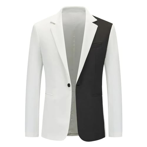 Men Patchwork Thin Blazer Long Sleeve Casual One Buttons Slim Fit Business Dress Suit Coat3