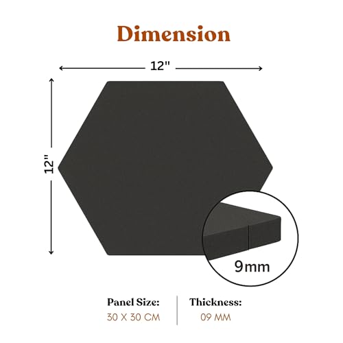 Image of MMT Acoustix PinFelt Hexagon Bulletin Board - Set of 7 12x12 inch Felt Office Pin Board Tiles for Notes Reminders & Work Organisation Self-Adhesive, Pin-Friendly, Acoustic Panels for Wall (Ash)