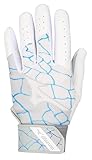 Mizuno Jungen MVP Youth Batting Gloves White-Blue, Small (S)