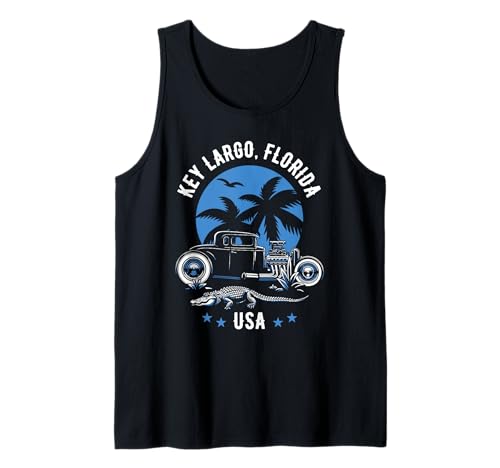 Key Largo Florida Sunset Hotrod Design Tank Top