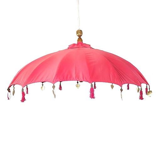 Oriental Galerie Bali Sonnenschirm Hängend Balinesischer Schirm Garten Baumwolle Baldachin zum aufhängen ca. 180 Ø cm Pink