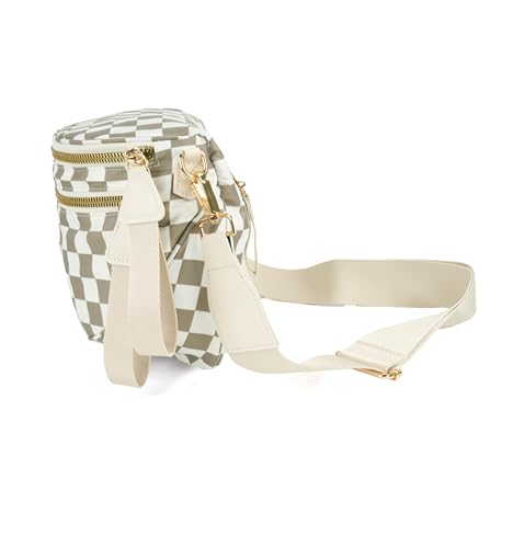 Image of FEIBOON Spacious Checkered Nylon Crossbody Bag Bum Bag Handbags Wallets for Women