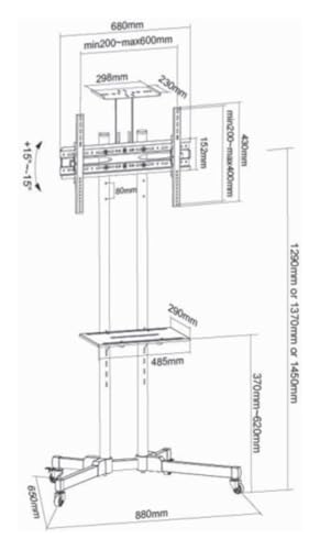 Soporte móvil para TV de 13 a 50 pulgadas con ruedas ajustable miniatura 2