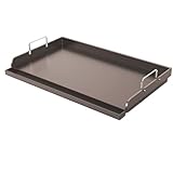 Utheer Cast Iron Griddle for Gas Grill, 25' x16' Flat Top for Outdoor Grill Rectangular Plate with Removable Handles for Charcoal Camping, Tailgating, and Parties