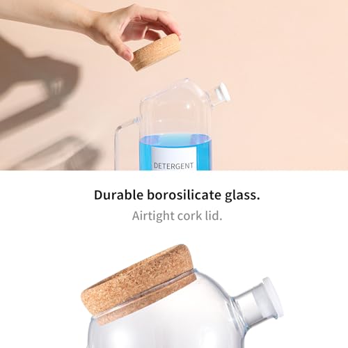 Glass Laundry Detergent Dispenser with 7Pcs Labels,60.9oz(1800ml) Liquid Laundry Detergent Dispenser,Laundry Containers for Organizing Liquid Detergent Dispenser Laundry Soap Dispenser - Image 7