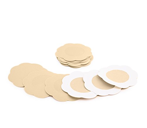 Fasionato 10 Pares de Fundas sin pezón Adhesivas de Primera Calidad en Forma de Flor de pétalo de Pecho, Almohadillas correctoras para pezón (Beige) Cover
