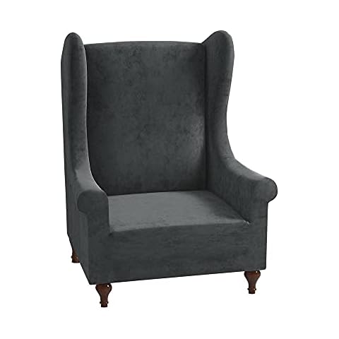 Zoyay Stretch Sofabezug Elastischer Sofaüberwurf rutschfest Sofaüberzug Samt Sofahusse Sesselbezug Ohrensessel Spandex Couchbezug Möbelschutz Überzug 1 Sitzplatz-grau Cover