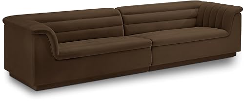 Meridian Furniture Cascade Brown Velvet Fabric Modular Sofa