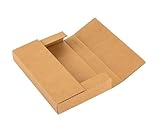 wisaiboxl 50 Pack 9x6x1.3 inch Shipping Boxes, Easy-Fold Multi-Depth DVD Mailer Box with Fragile Stickers for Mailing, Storing, Package, Gifts, Crafts, Business or Home, Brown
