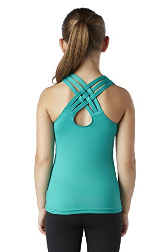Liakada Girls Supportive Braided Tank Top with Integrated Bra Shelf Liner Dance, Gym, Yoga, Cheer!