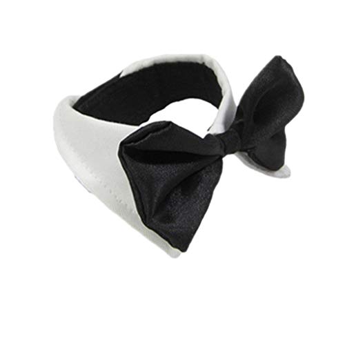 Wudi Mascotas Formal Corbata Gatito del Perrito del algodón del Collar del Lazo Corbata de Lazo Ajustable con Bowknot para el Perro Gato Blanco XXL