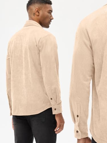 Image of Comdecevis Men's Corduroy Shirt Long Sleeve Shacket