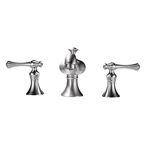 Faucets,3 Hole Bathroom Basin Tap Brass Basin Tap Split Type Brushed Color Hand Washing Washbasin Hot and Cold Water Tap