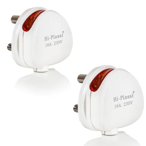 Image of HI-PLASST (Pack of 2) 16A Socket Plug - 3 Pin 16 Amp Power Plug for Air Conditioner, Water Geyser & Microwave |16A plug for geyser | 16A plug for microwave