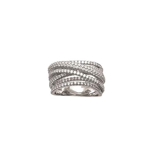Bague multi-rangs superposés en argent 925 d'une brillance luxe et précieux zirconium.