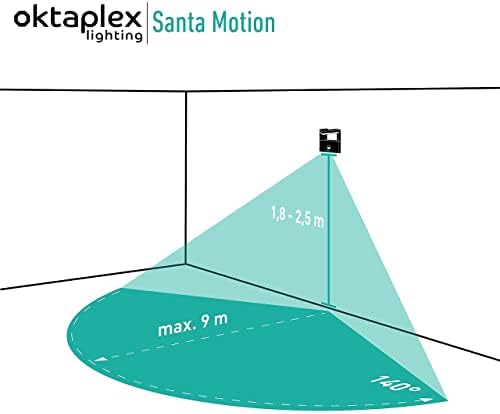 Oktaplex lighting Lampa zewnętrzna LED na ścianę z czujnikiem ruchu, 15 W, Santa Motion, lampa zewnętrzna, czujnik, antracyt, IP54, 3000 K, ciepła biel