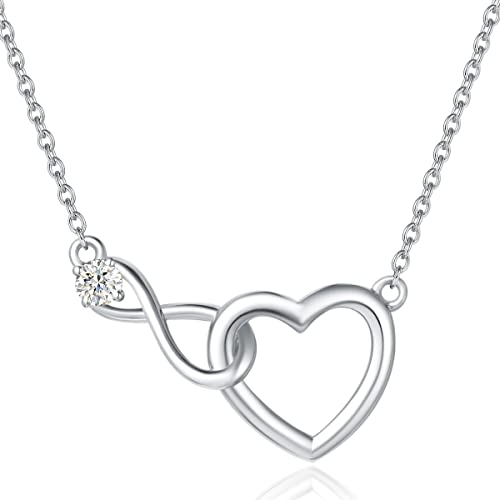 Fancime Infinity Love Heart Necklace Mothers Day Gift 925 Sterling Silver Cubic Zirconia Cz Simulated Diamond Infinity Pendant Necklaces Fine Jewelry Anniversary Birthday Gifts For Women Girls Mom Her #TOP30